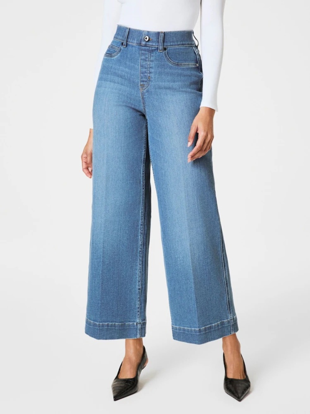 SPANXshape™ EveryWear Cropped Wide Leg Jeans, Stonewashed Blue